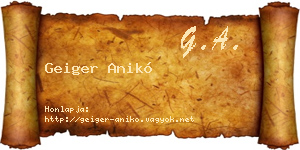 Geiger Anikó névjegykártya